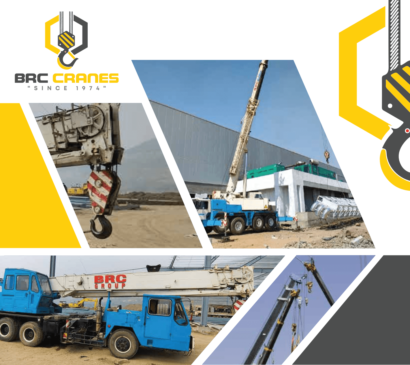 BRC Cranes promotional collage showcasing our crane services and equipment